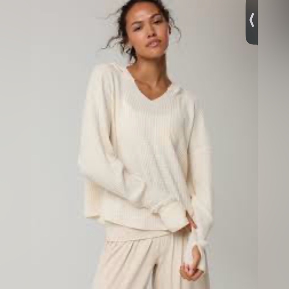 Aerie Essential Waffle Hoodie - white/Grey